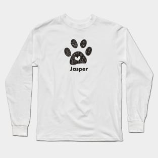 Jasper name made of hand drawn paw prints Long Sleeve T-Shirt